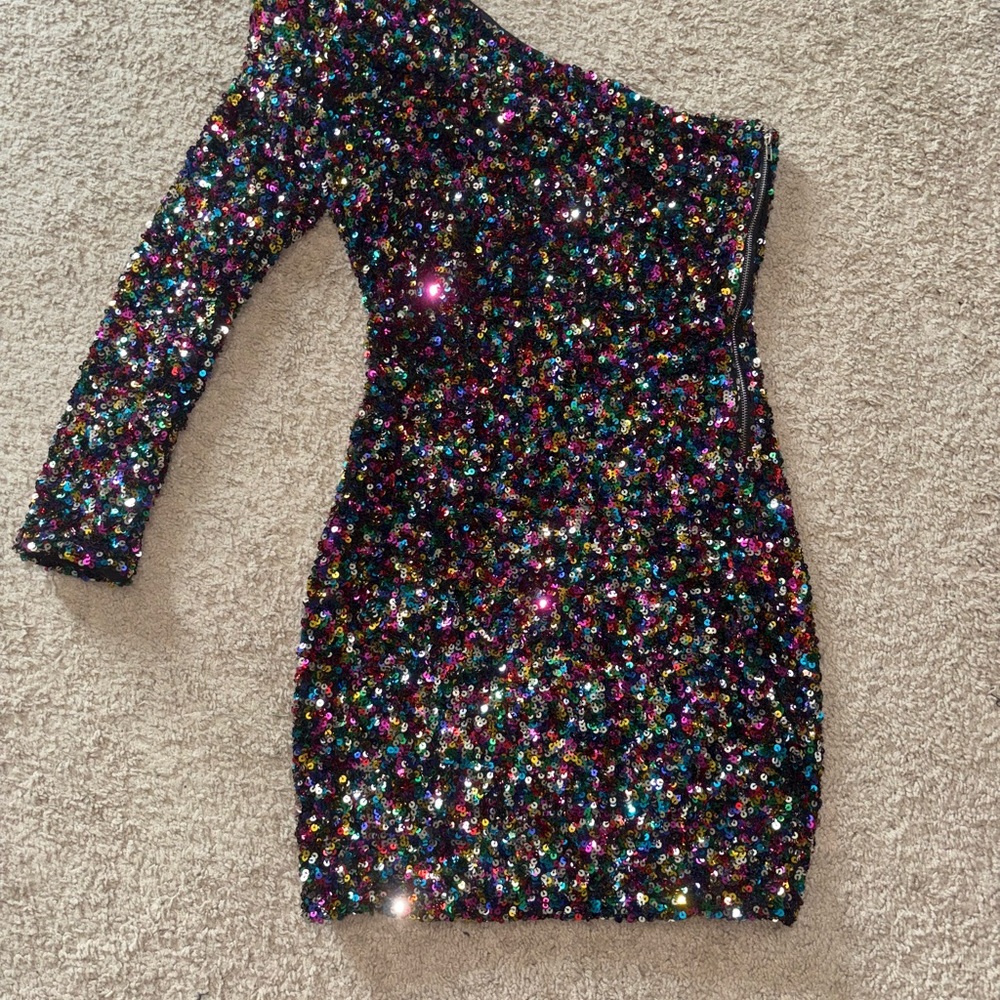Sequin One-Shoulder Dress